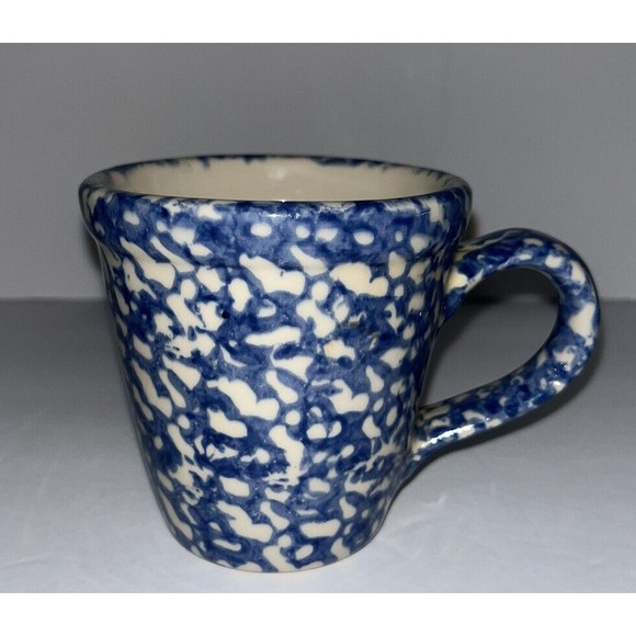 Roseville Other - Workshops  G Renn Blue and  White Spongeware‎ Stoneware Mug